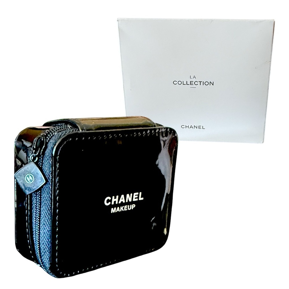 CHANEL NIB Glossy Black Patent Mini Box For Jewelry, Makeup, Travel